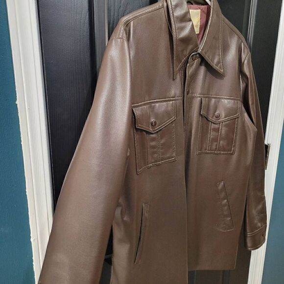 Envoy Large faux leather coat vintage 60s 70s - Picture 3 of 12